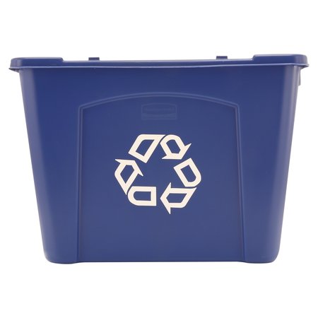 RUBBERMAID COMMERCIAL 14 gal Rectangular Recycling Bin, Nickel/Satin Brass, Polyethylene FG571473BLUE